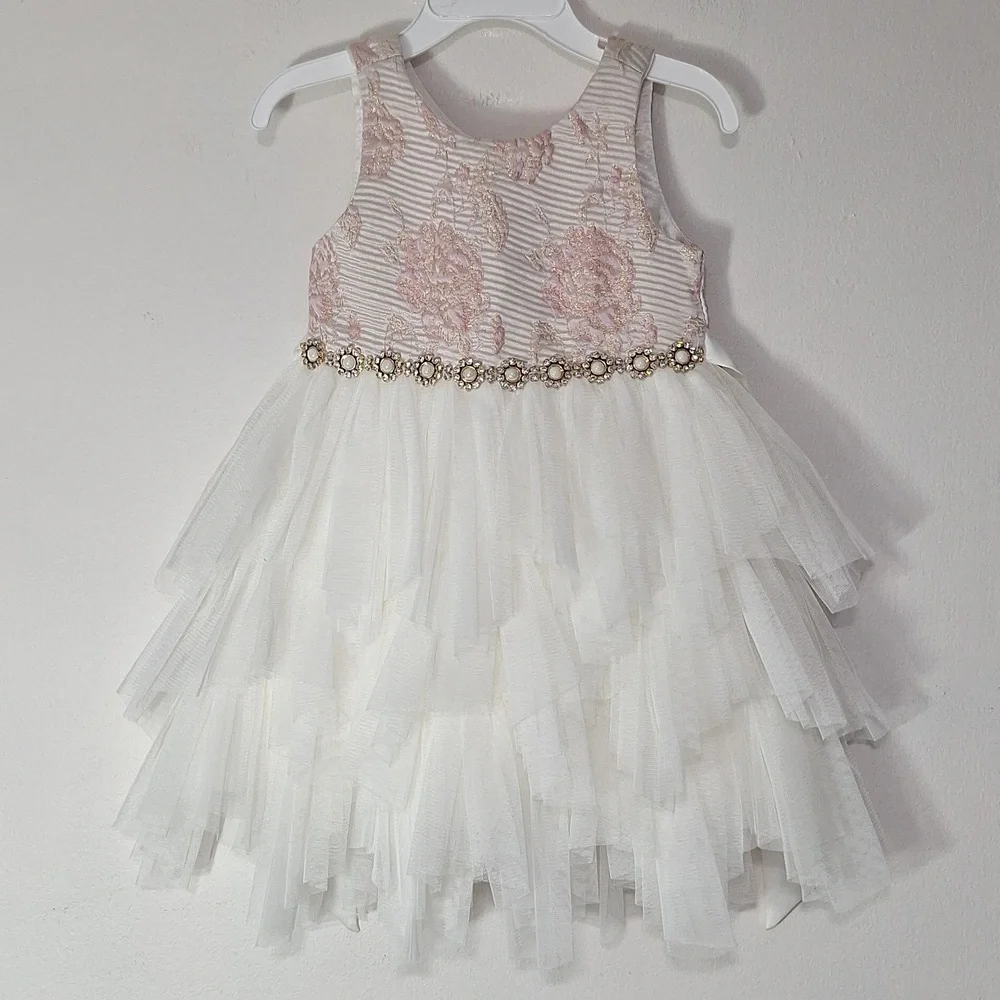 American Princess White and Pink Floral Dress